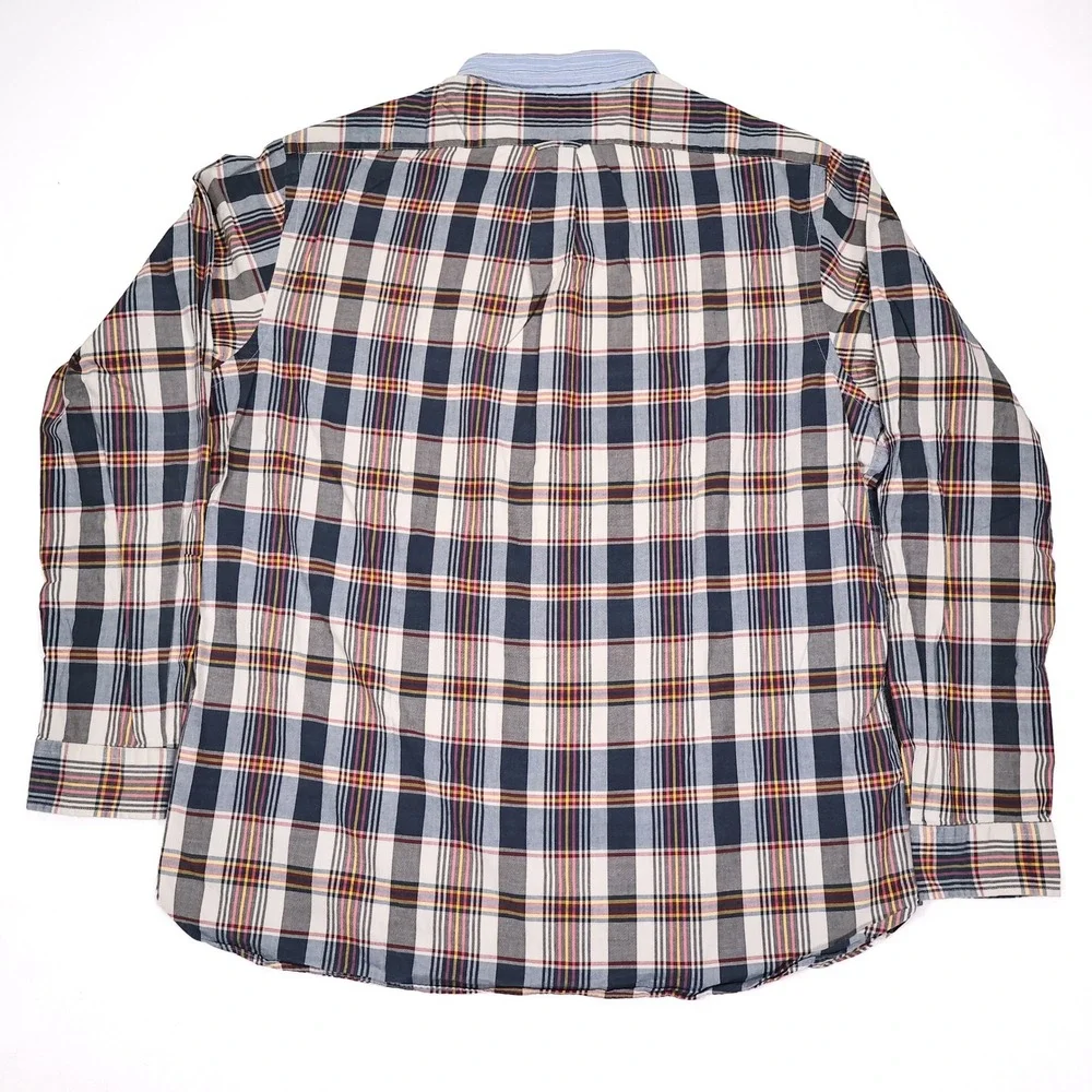 POLO RALPH‎ LAUREN Men's XL Plaid Custom Fit Contrasting Collar Button Up Shirt